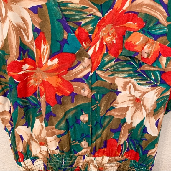 Vintage 90 Ms. Choice Tropical Floral Jumper Pants Jumpsuit Romper Size 8 Medium - Picture 9 of 16